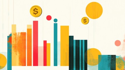 Poster - Abstract financial graph, upward trend, colorful background, financial illustration, for business use