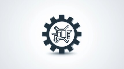 Poster - Gear and Circuit Board, Technology Concept, Vector Graphic, Background is light gray. Possible Use Stock photo for website or presentation