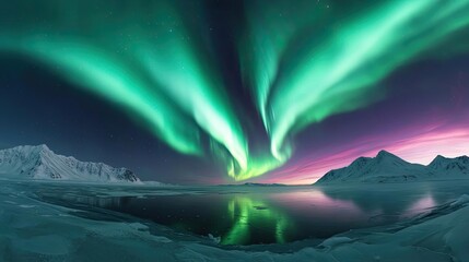 aurora borealis northern lights concept. stunning aurora borealis illuminating the night sky over a 