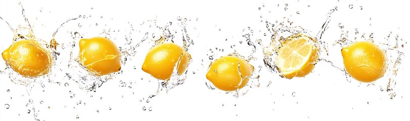 Aufkleber - Citrus Explosion Fresh Lemons Splashing into Clear Water Creating Lively Refreshing Scene : Generative AI