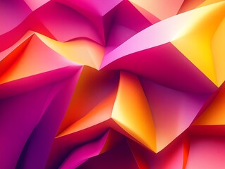 Aufkleber - Vibrant Abstract Landscape with Multicolored Peaks and Waves in Pink Orange and Yellow Shades : Generative AI
