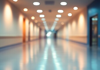 Leinwandbilder - Blurred Perspective of a Modern Indoor Corridor Evoking a Sense of Space and Depth : Generative AI