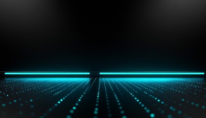 Poster - Futuristic Neon Blue and Black Background Featuring Digital Light Patterns : Generative AI