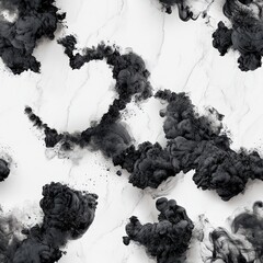 Poster - Seamless Dramatic black smoke billowing against a bright white background highlighting the intensity and contrast of haze