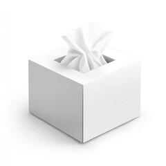 Poster - Square box of white tissues with a single crumpled tissue for modern household settings : Generative AI