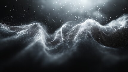 Poster - Misty waves of soft dust particles swirling in light creating an ethereal effect : Generative AI