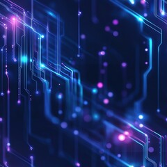 Poster - Seamless Captivating circuit with luminous glowing lights representing advanced technology in a dark and elegant space