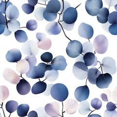 Poster - Seamless Stunning pattern of blue and pink leaves capturing the beauty of nature and creating an artistic visual appeal