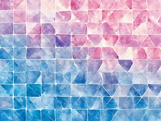 Fototapete - Artistic watercolor geometric pattern with soft pink blue and purple tones : Generative AI