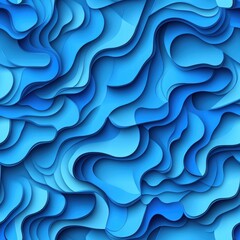 Poster - Seamless Bold blue background featuring wavy shapes creating an engaging and modern aesthetic for artistic and design applications