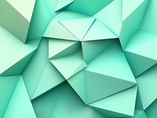 Fototapete - Intricate Mint Green Geometric Three Dimensional Shapes for Abstract Design Background : Generative AI