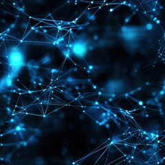 Aufkleber - Seamless Dark blue background adorned with intricate connected lines depicting a modern digital network and technology theme