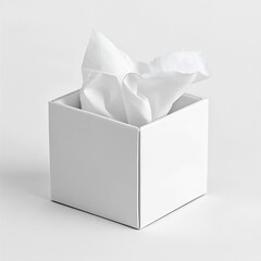 Aufkleber - Minimalist Square Tissue Box with Crumpled Tissues for Modern Home Decor : Generative AI