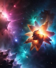 Wall Mural - luminous star formation in a colorful galaxy nebula, formation, colorful, cosmic