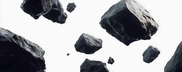 Poster - Dynamic View of Floating Rocks in a Minimalistic Space with Soft Lighting : Generative AI