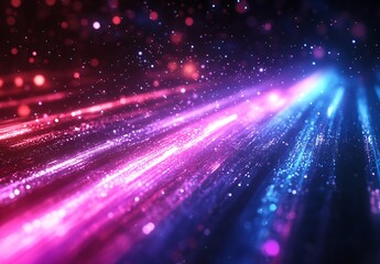 Poster - Streaks of Light with Vibrant Colors Creating a Magical Bokeh Effect Background : Generative AI
