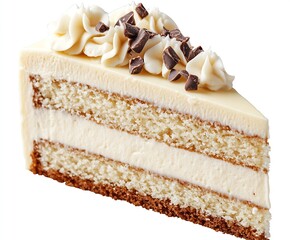 Aufkleber - Richly Frosted Layer Cake with Chocolate Chip Topping and Creamy Filling on a Bright Background : Generative AI