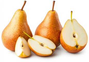 Poster - Ripe Juicy Pears Displaying Perfectly Cut Fruit for Fresh and Delicious Healthy Snacking : Generative AI