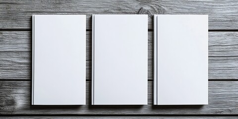 Leinwandbilder - Blank White Notebooks on Rustic Wooden Table Perfect for Creative Inspiration and Writing : Generative AI