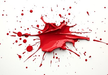 Aufkleber - Bright Red Paint Splash Composition on White Background for Artistic Expressions : Generative AI