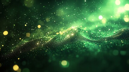 Poster - Sparkling green abstract design with glowing particles creating a dreamy and vibrant atmosphere : Generative AI