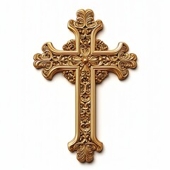 Fototapete - Beautifully Crafted Ornate Golden Cross with Unique Details for Spiritual Art Display : Generative AI