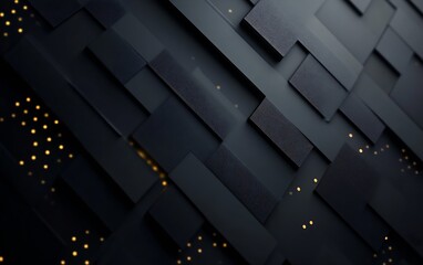 Poster - Stylish modern abstract background with black and gray geometric blocks illuminated by soft glowing lights : Generative AI