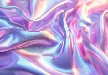 Poster - Colorful iridescent silk fabric draped gracefully showcasing a vibrant sheen and soft texture : Generative AI