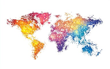 Poster - Colorful Abstract World Map Design With Gradient Dots For Creative Projects : Generative AI