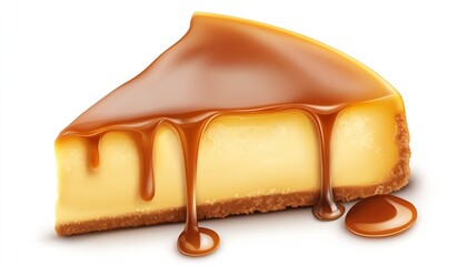 Aufkleber - Decadent Slice of Cheesecake with Rich Caramel Dripping Down : Generative AI