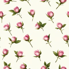 Poster - Seamless Beautifully crafted rose pattern with soft hues and detailed petals for a romantic and timeless floral design