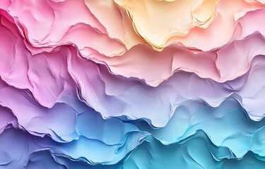 Poster - Vibrant Multicolored Waves of Fabric Textures in Soft Pastel Hues : Generative AI
