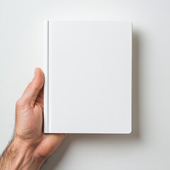 Fototapete - Hand grasping a new plain white notebook for creative work and journaling purposes : Generative AI