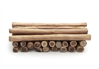 Poster - Natural Licorice Root Sticks Piled Together on White Background : Generative AI