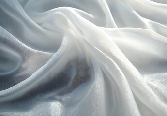 Poster - Gentle Flow of Soft White Sheer Fabric Illuminated by Soft Light : Generative AI