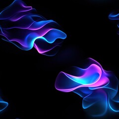 Poster - Seamless Mystical black background featuring captivating blue and pink smoke creating a dreamy and enigmatic scene