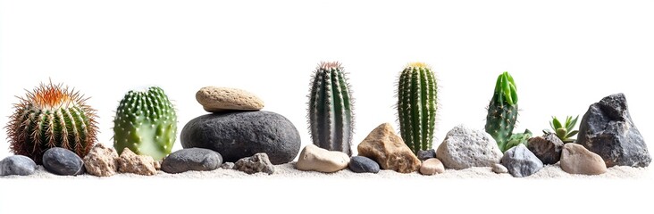 Poster - Vibrant assortment of cacti in sand showcasing natural beauty and desert elements : Generative AI