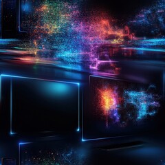 Aufkleber - Seamless A computer screen displaying a colorful explosion of light representing creative digital art and visual effects