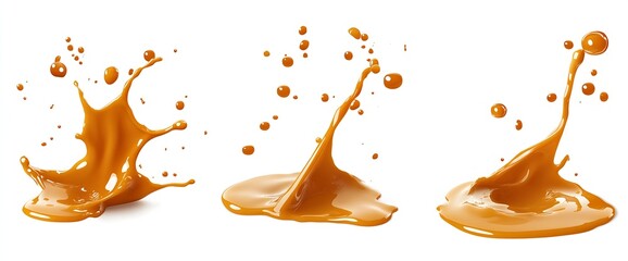 Leinwandbilder - Artistic splashes of orange liquid creating dynamic droplets and waves isolated on clean background : Generative AI