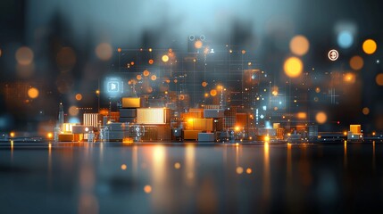 Poster - Dynamic digital landscape innovative technology integration in modern urban design futuristic city environment abstract visualization