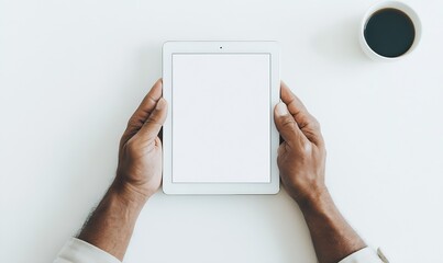 Aufkleber - Hands Holding Tablet with Blank Screen Perfect for Displaying Apps or Content : Generative AI
