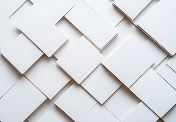 Poster - Layered Arrangement of Blank White Cards in a Tidy Composition : Generative AI