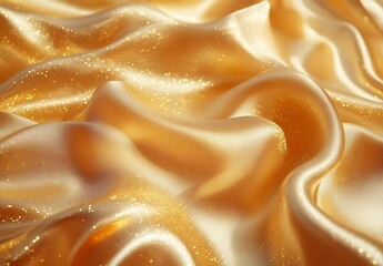 Aufkleber - Glistening Golden Satin Fabric Flowing Smoothly to Create a Luxurious Feel : Generative AI