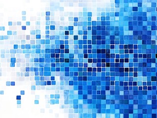 Fototapete - Pixelated Blue Mosaic Background for Creative Design and Digital Art Projects : Generative AI
