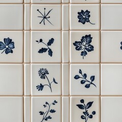 Poster - Seamless Delightful tile featuring beautiful blue flowers against a white background ideal for home decor and design inspiration
