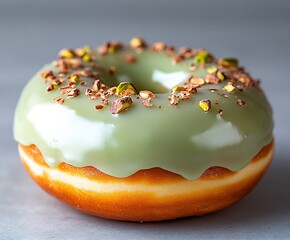Aufkleber - Pistachio Donut with Green Glaze Making It an Irresistible Sweet Delight : Generative AI