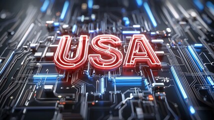 Poster - Technological advancements in the usa digital circuitry graphic representation futuristic environment close-up view innovation concept for seo impact