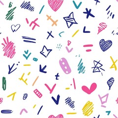 Poster - seamless bright and playful pattern featuring an array of colorful geometric shapes for a fun and en