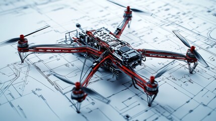 Poster - Designing a drone blueprint engineering studio technical drawing workshop aerial technology