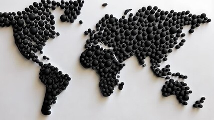 Aufkleber - Black dotted minimalist world map showing continents on white background, ideal for global business, travel, and geography concepts video 4k
